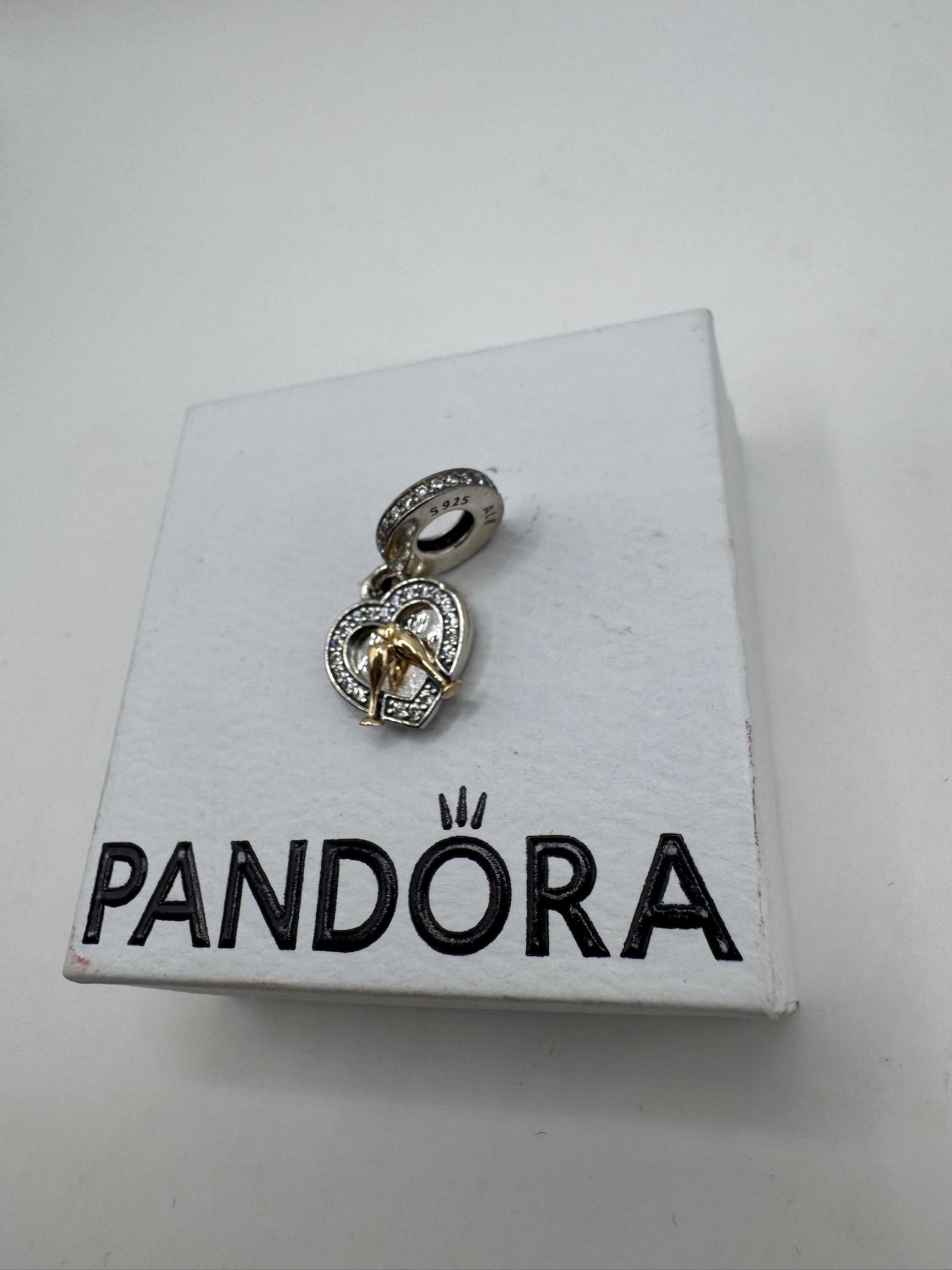 Pandora Two-tone Happy Anniversary Dangle Charm - 14k gold & Sterling silver - NWT