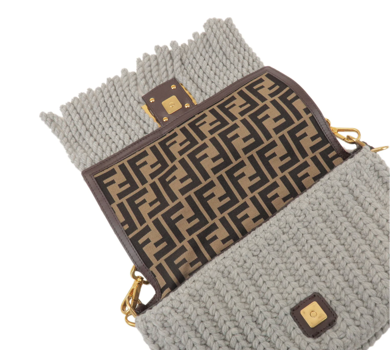Fendi Baguette Crocheted Wool with Fringe