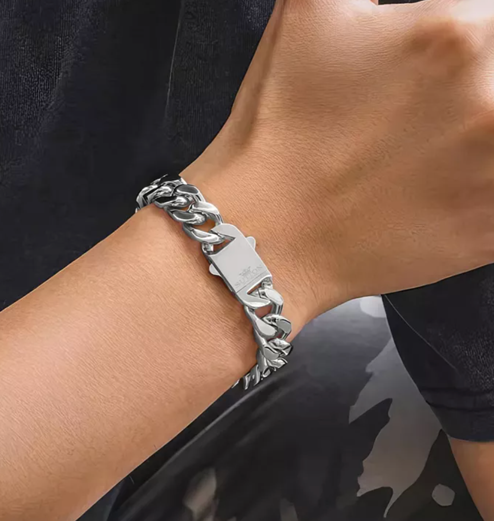 Sutton Stainless Steel Miami Cuban Chain Bracelet