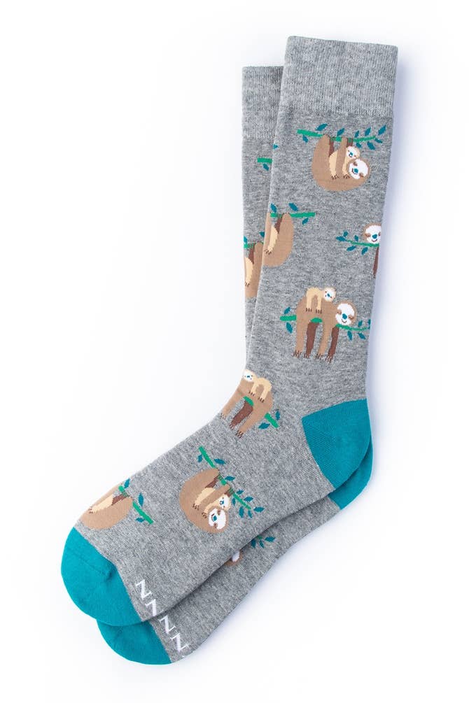 Alynn 'That Sloth Life' Cotton Crew Socks - Gray