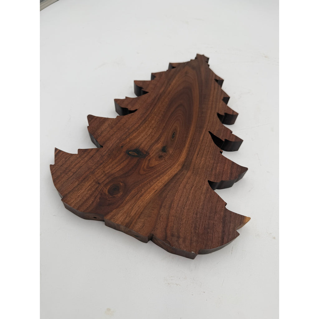 Christmas Tree Shaped Charcuterie Board, Walnut and Spalted Hickory, Hand Crafted, 12.5x8.5
