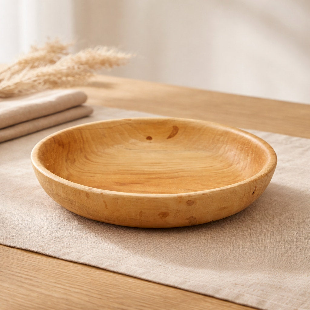 Hand Turned Pecan Wood Bowl 12x2 Decorative Piece, handmade, functional, centerpiece, natural finish, food safe oil