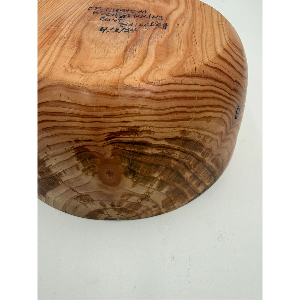 Hand Turned Rustic Fir Wood Bowl 9x3.5 inches, handmade, food safe, decorative, functional, salad serving, farmhouse