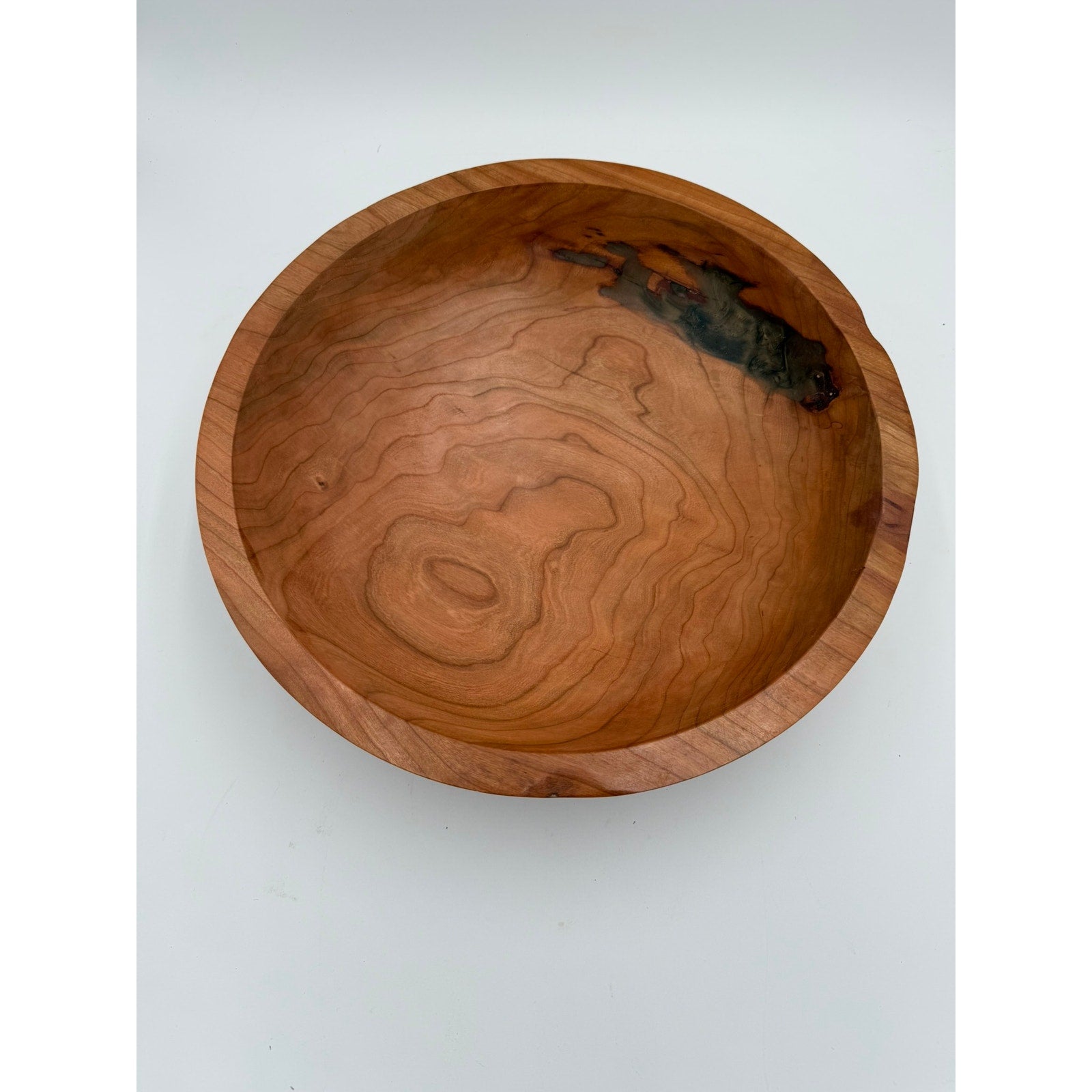 Handturned Wood Bowl, Black Cherry, Unique 16x5, Large Bowl, Rare Decor, Epoxy Embellishment, Handmade Gift