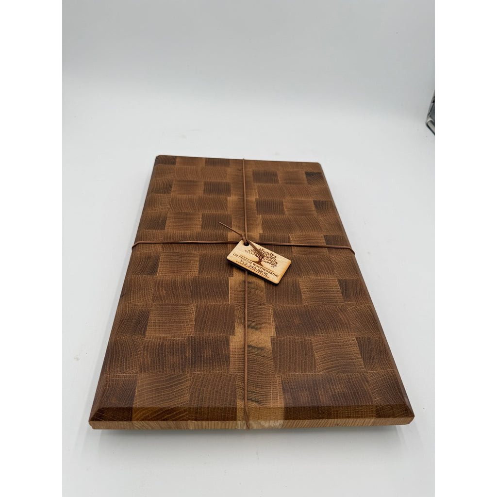 White Oak End Grain Cutting Board 15.75x10.25x1.5, hardwood butcher block, knife friendly, beauty and utility, juice-groove optional, hand-f