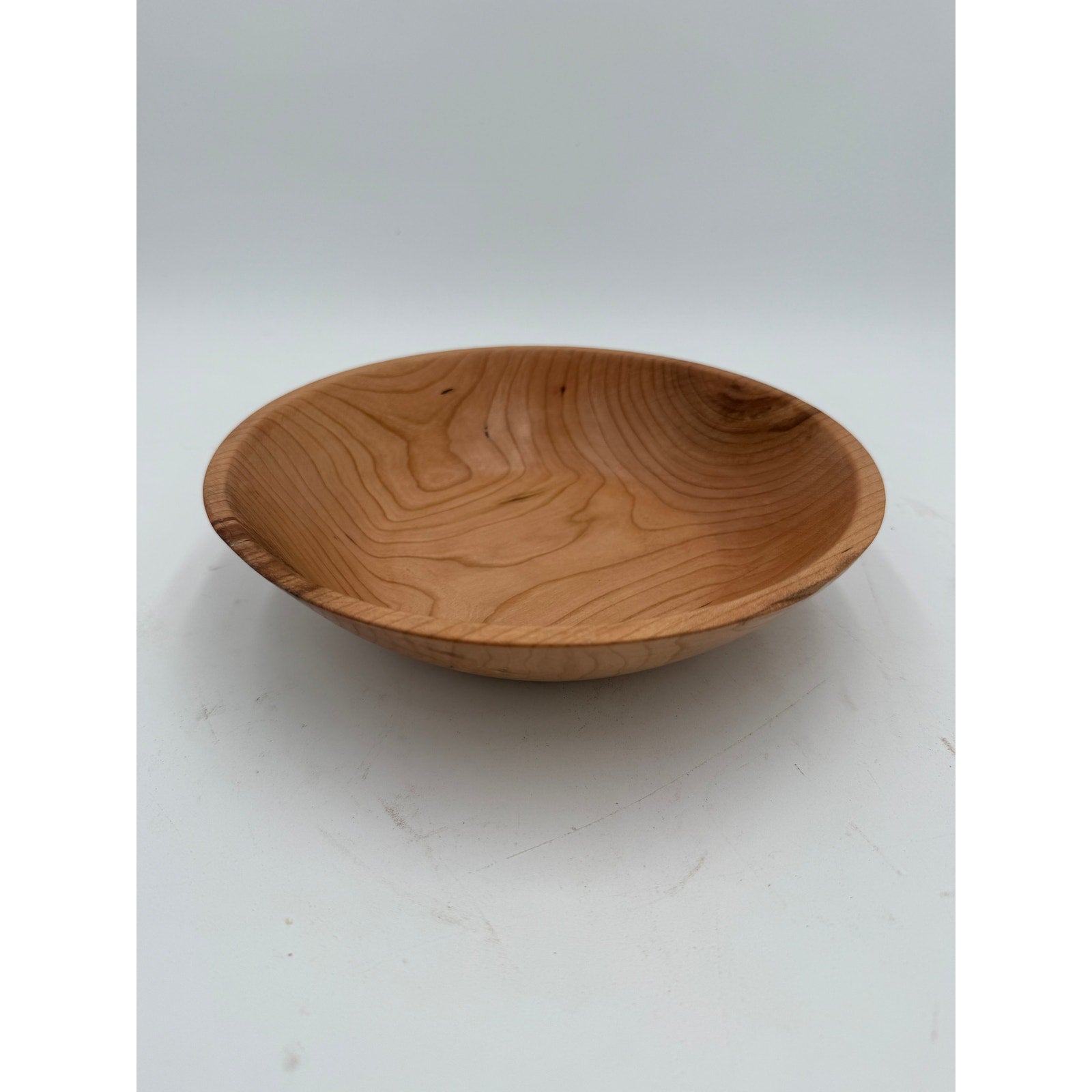 Hand Turned Cherry Wood Bowl, 9.5 x 2.25 Inches, Rustic Decor, SKU 1412