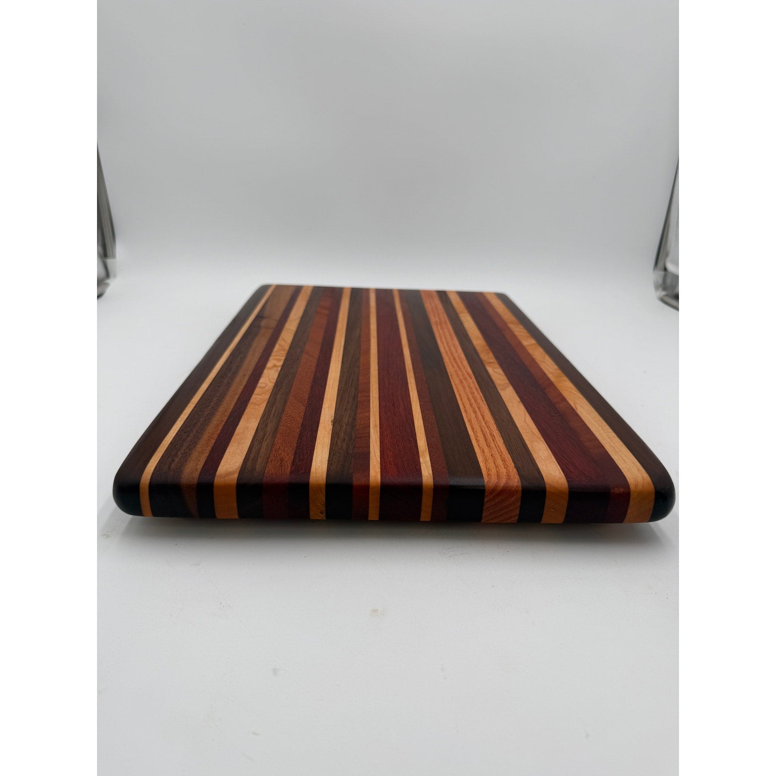 Handcrafted Edge Grain Cutting Board, 17.5 x 12 x 1 Inch, Laminated Domestic and Exotic Hardwoods