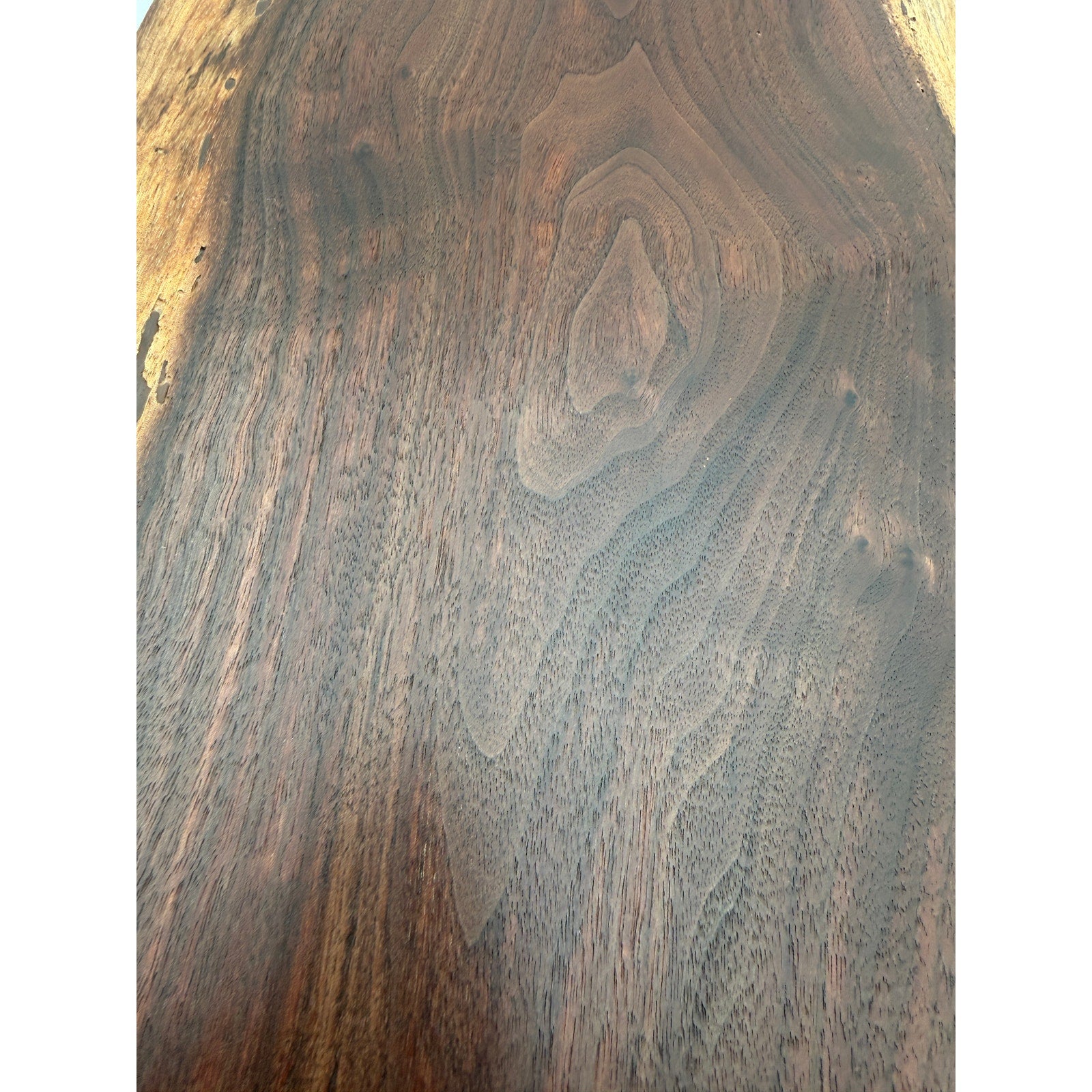 Live Edge Walnut Charcuterie Board Platter, rich dark coloring, intricate grain pattern, handcrafted, 18x8x1.1 in