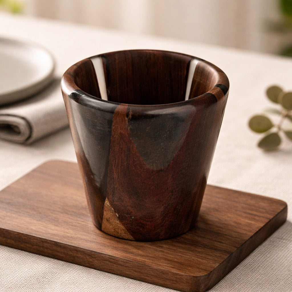 Hand Turned Hardwood and Epoxy Bowl, decorative wood vessel, functional catchall, food safe finish, gift ready
