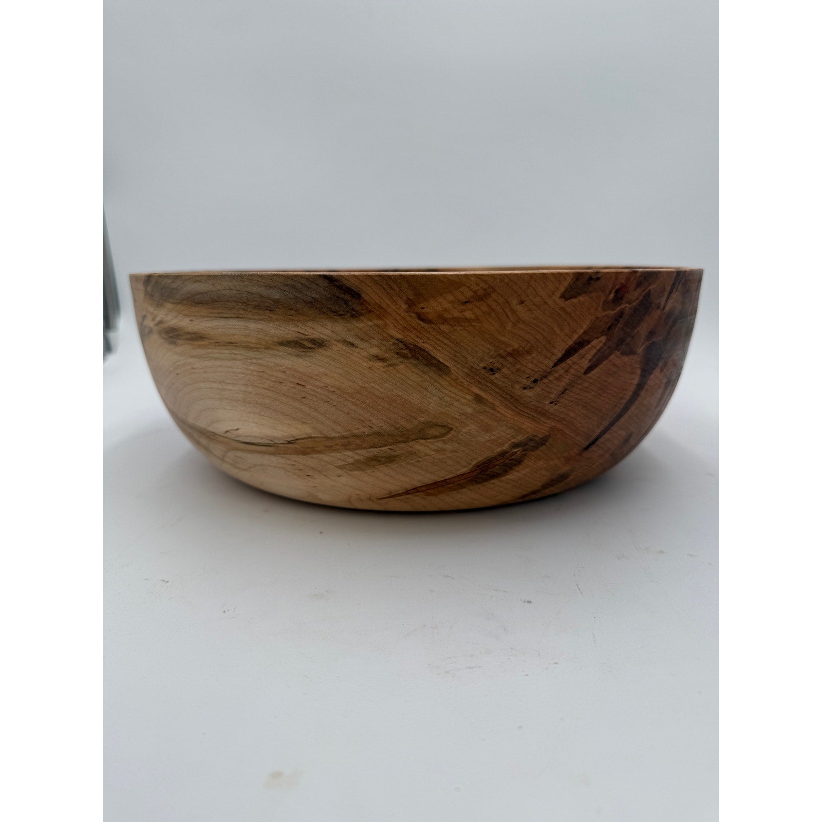 Hand Turned Ambrosia Maple Salad Bowl 12.75x4.5, hand crafted wood, food safe finish, heirloom kitchen serving