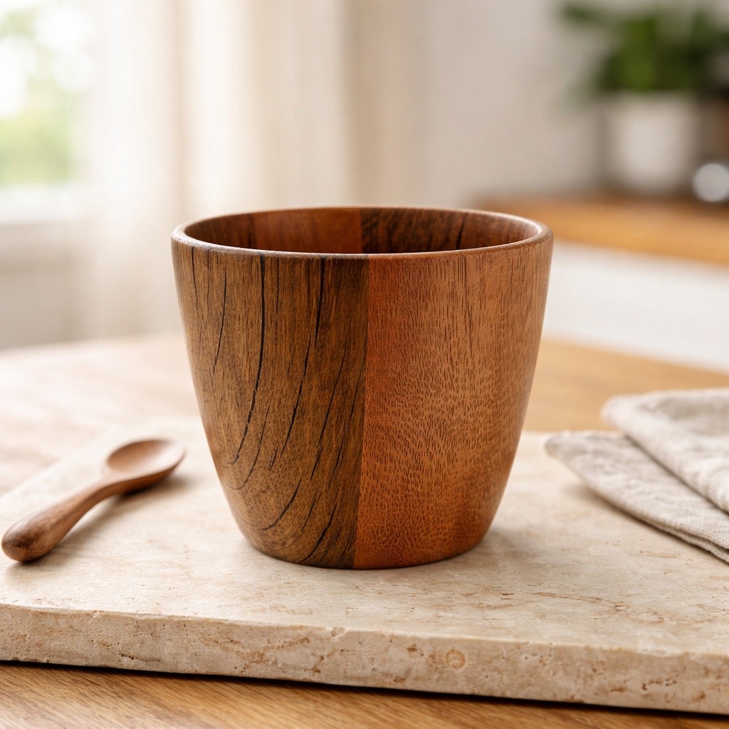 Hand Turned White Oak and Mahogany Bowl, 5 x 4.25 in, handmade wood vessel, food safe finish, decorative yet functional