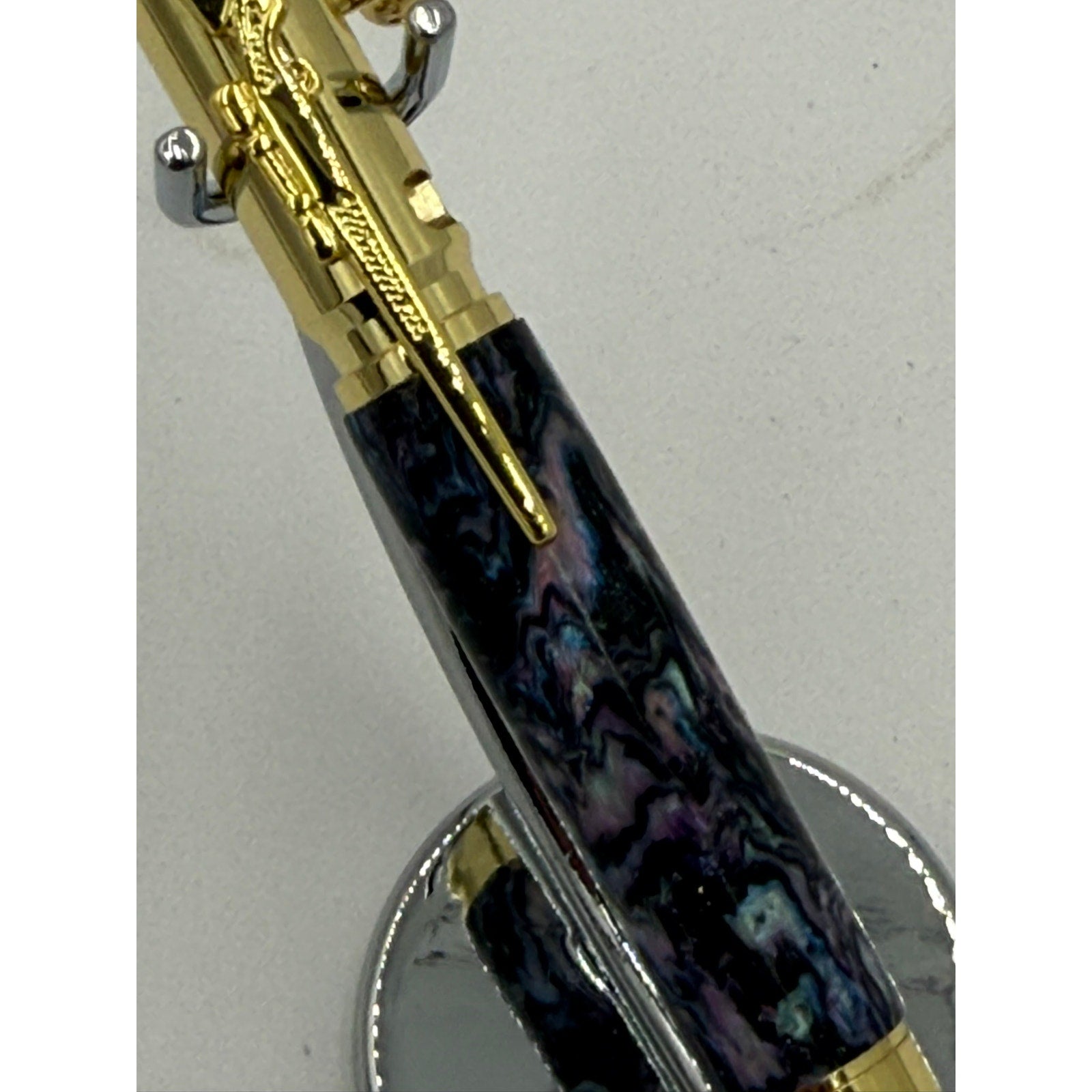 Hand Turned Purple Epoxy Bolt Action Pen, rollerball refill, executive writing gift, smooth ink, handmade USA