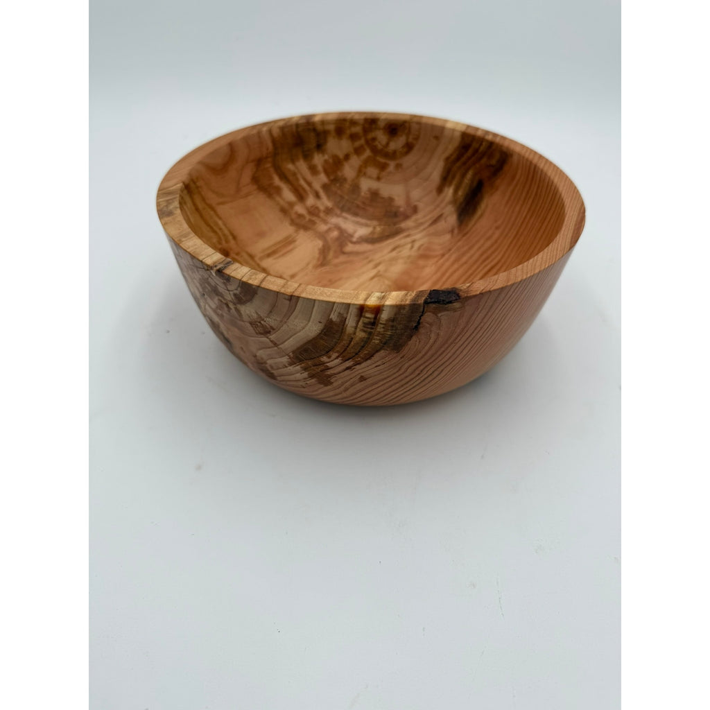 Hand Turned Rustic Fir Wood Bowl 9x3.5 inches, handmade, food safe, decorative, functional, salad serving, farmhouse