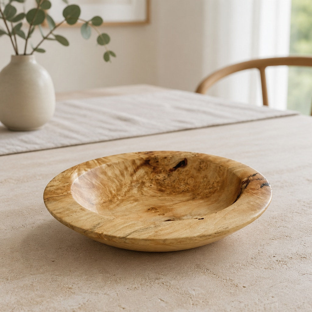 Box Elder Burl Hand Turned Wood Bowl 12x2.25, rare hardwood, artisan crafted, food safe finish, centerpiece, home decor