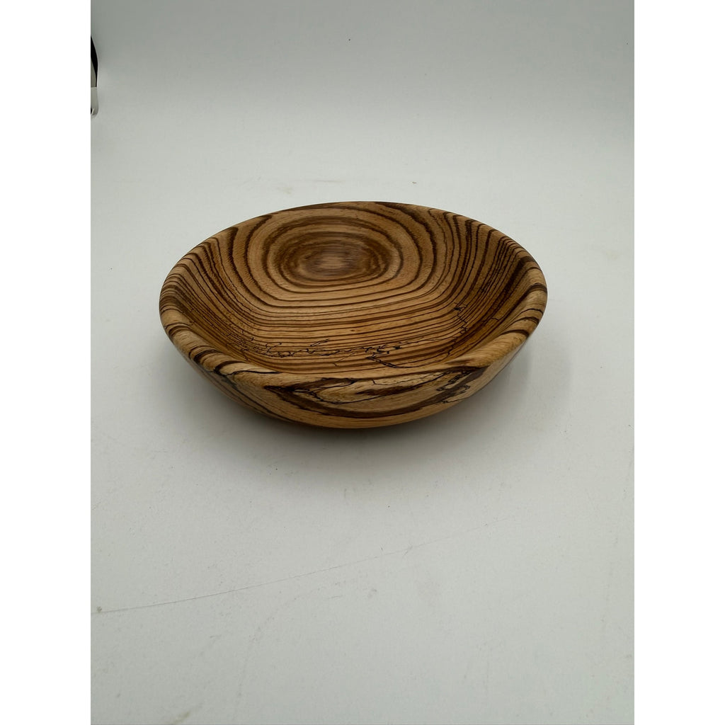 Hand Turned Tiger Wood Decorative Bowl, 6 x 1.5 in, small catchall, natural striped grain, handmade gift