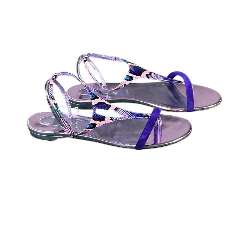 Christian Louboutin Athinita Leather Flat Sandals Jacaranda Purple Sz 40 NIB