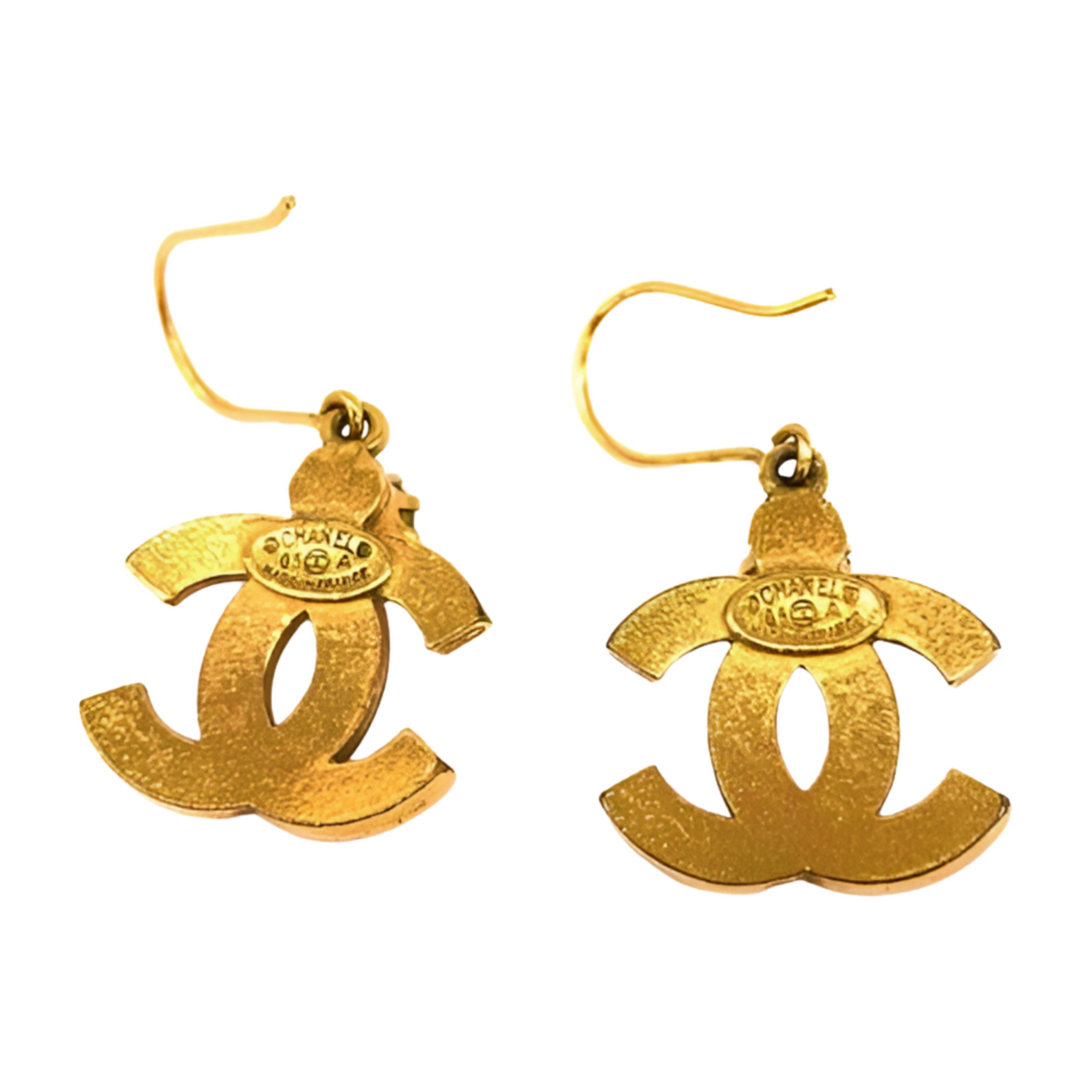 6249 - Chanel Coco Mark Rhinestone Earrings - Antique Gold