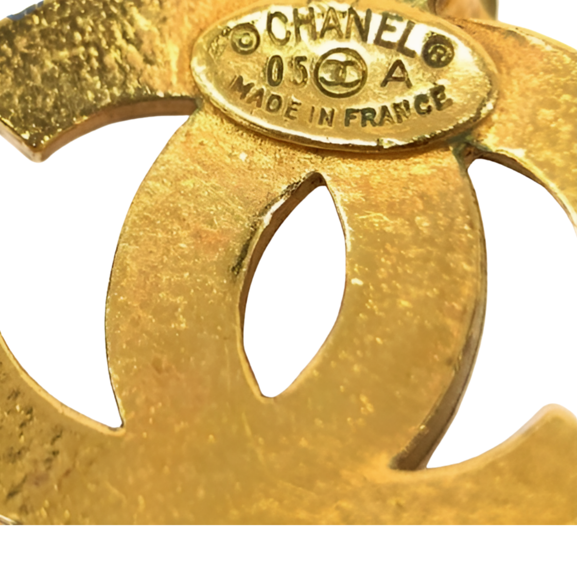 6249 - Chanel Coco Mark Rhinestone Earrings - Antique Gold