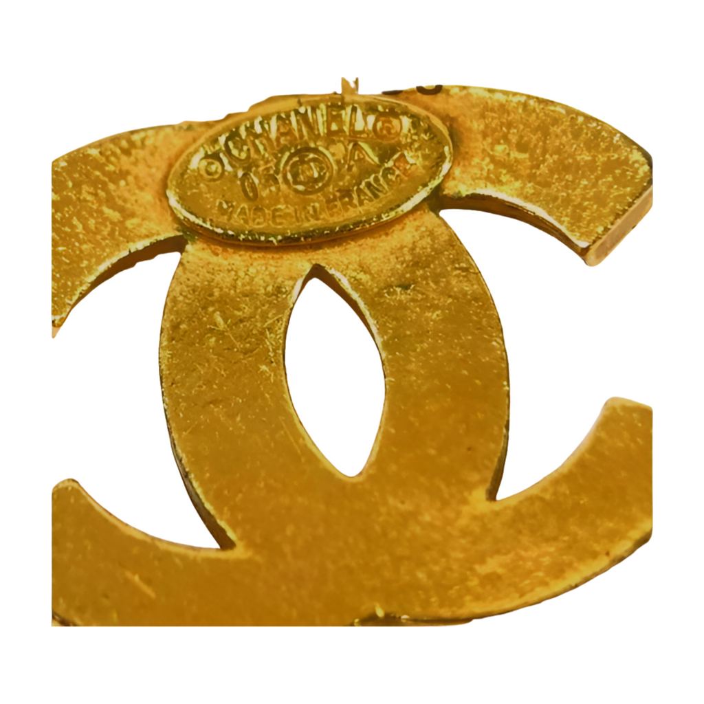 6249 - Chanel Coco Mark Rhinestone Earrings - Antique Gold