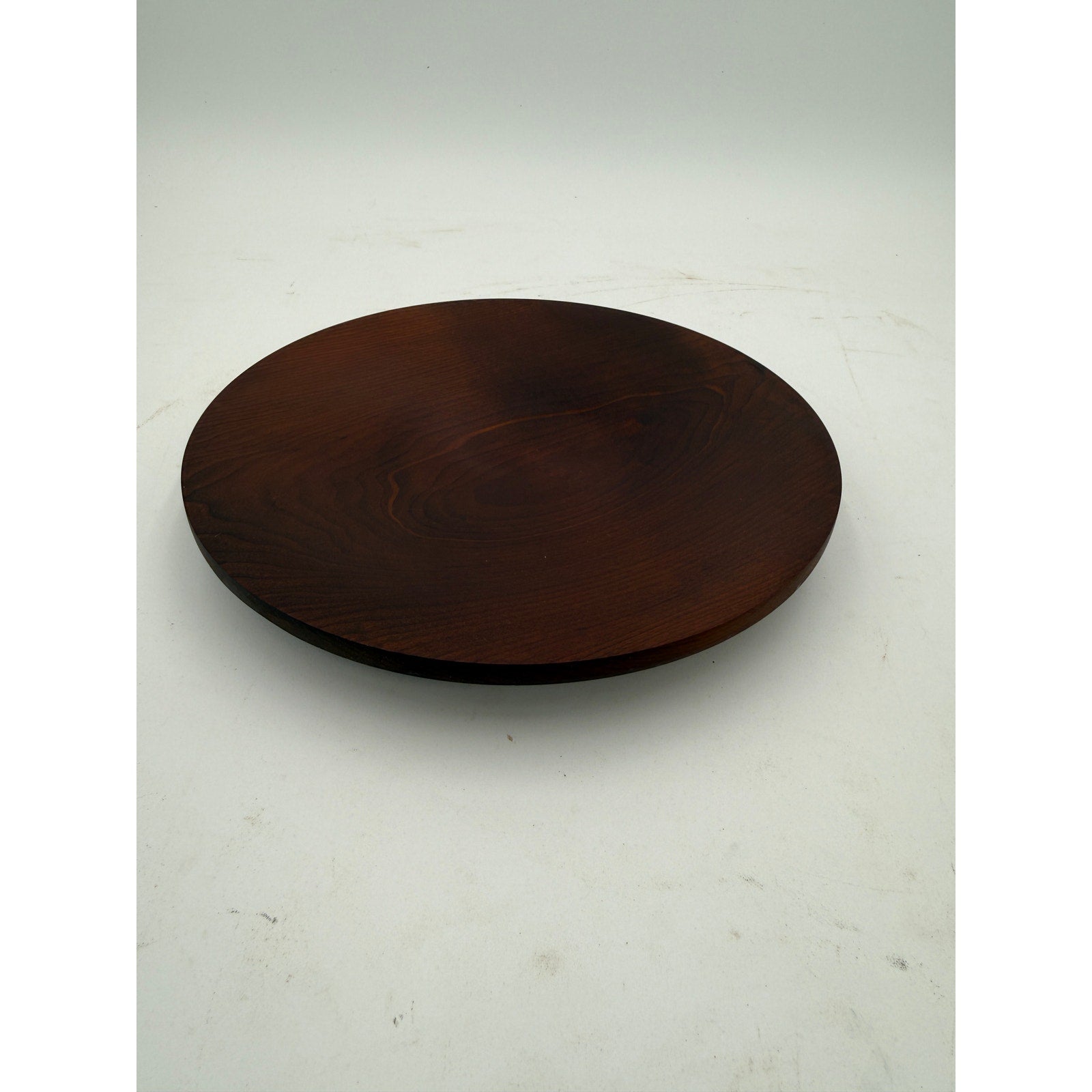 Roasted Maple Hand Turned Serving Platter, 8.75 x 1.25 in, rich dark finish, food safe oil, artisan wood decor