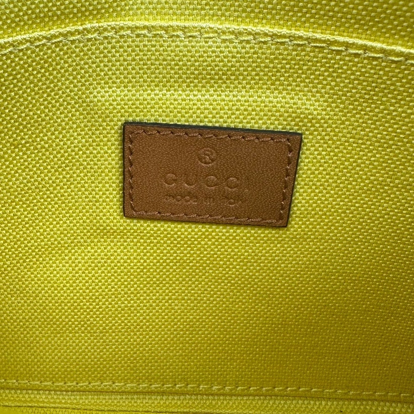Gucci Multicolor Jute Pouch with Leather Trim NWT