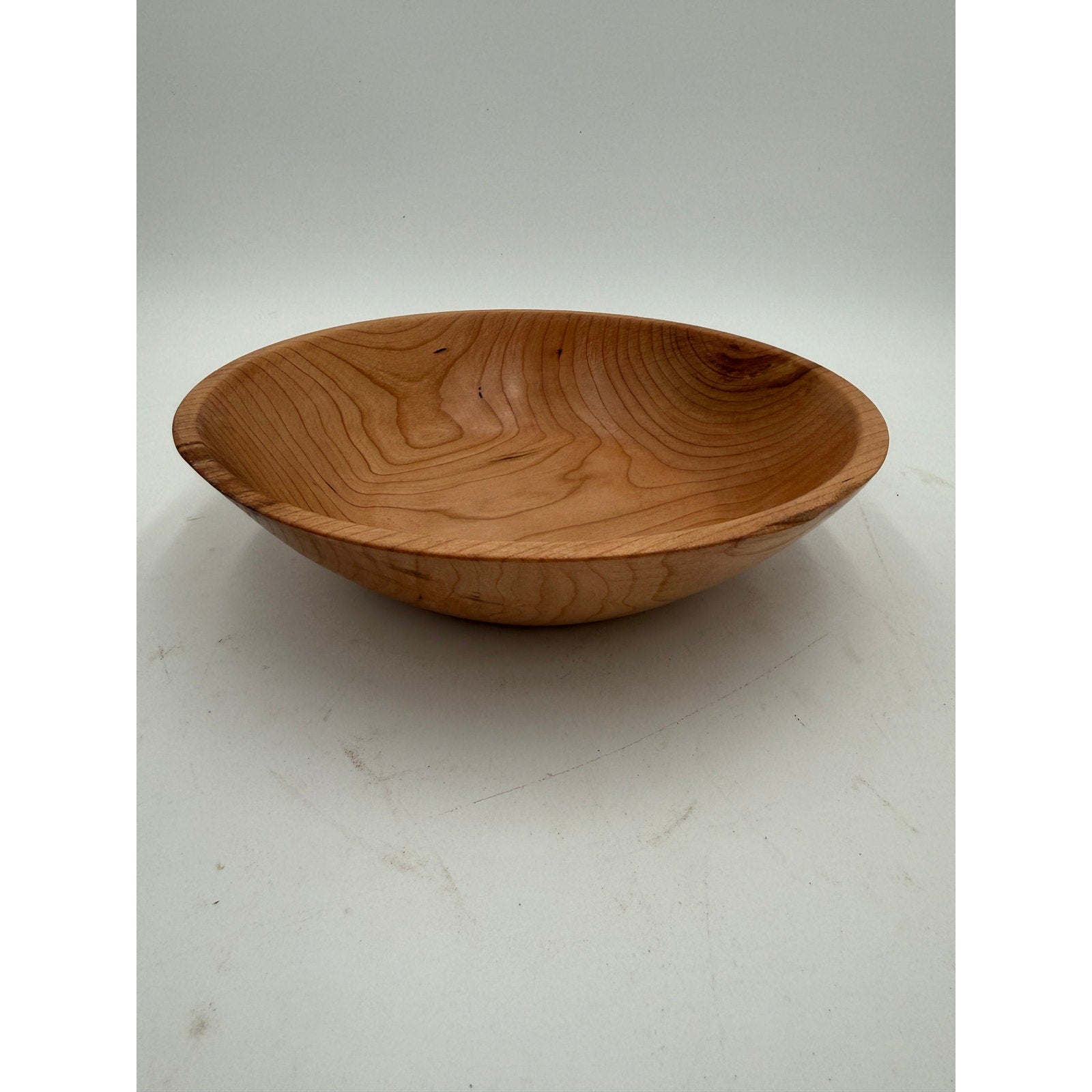 Hand Turned Cherry Wood Bowl, 9.5 x 2.25 Inches, Rustic Decor, SKU 1412