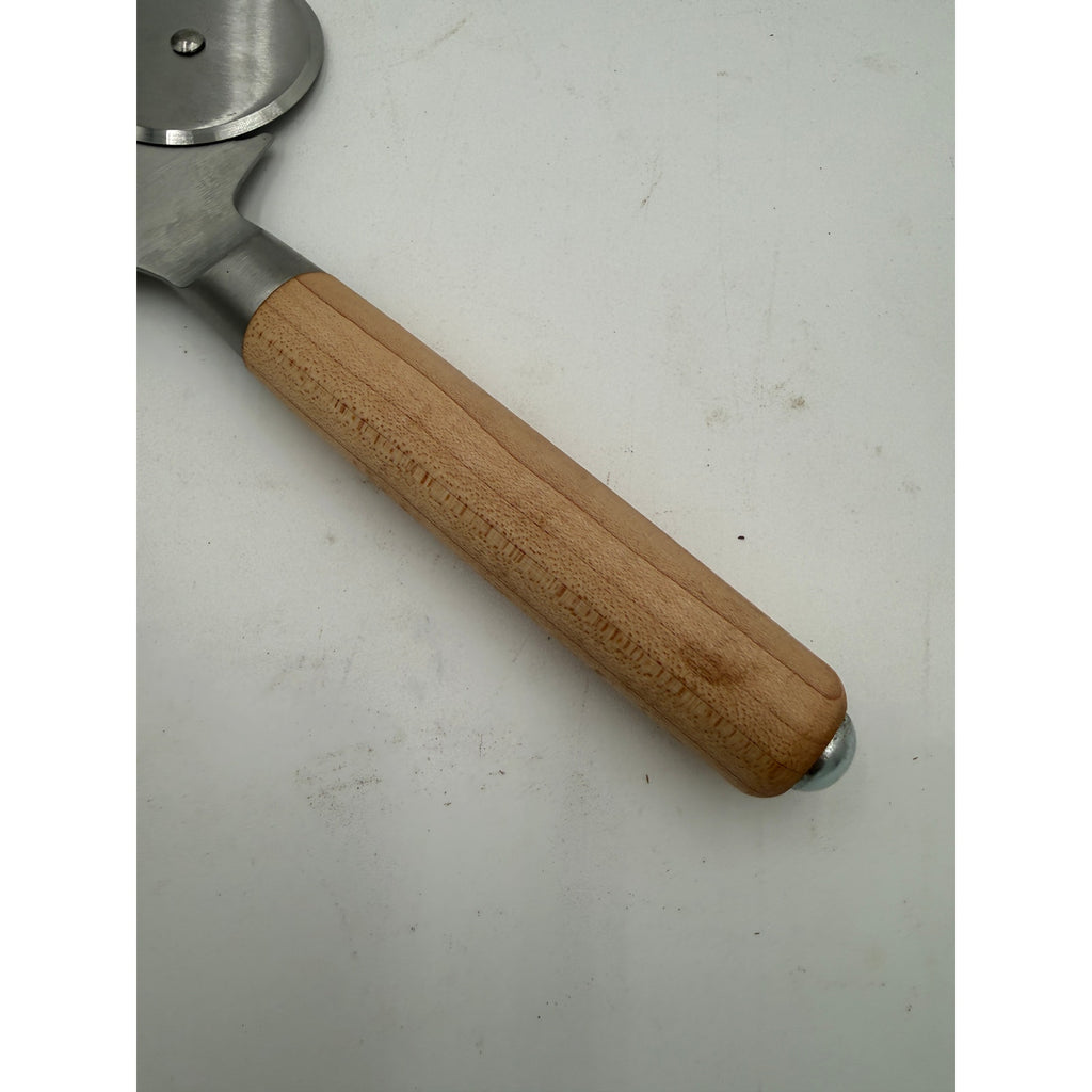Maple Handle Pizza Cutter and Server Combo, stainless steel blade, hand turned wood, handcrafted kitchen tool, gift ready