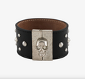 6905 - Alexander McQueen Leather & Crystal Studded Skull Wrap Bracelet