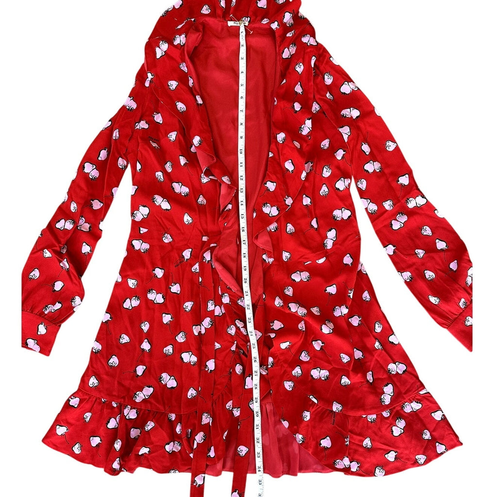 Miu Miu Strawberry Print Wrap Dress - Size 40