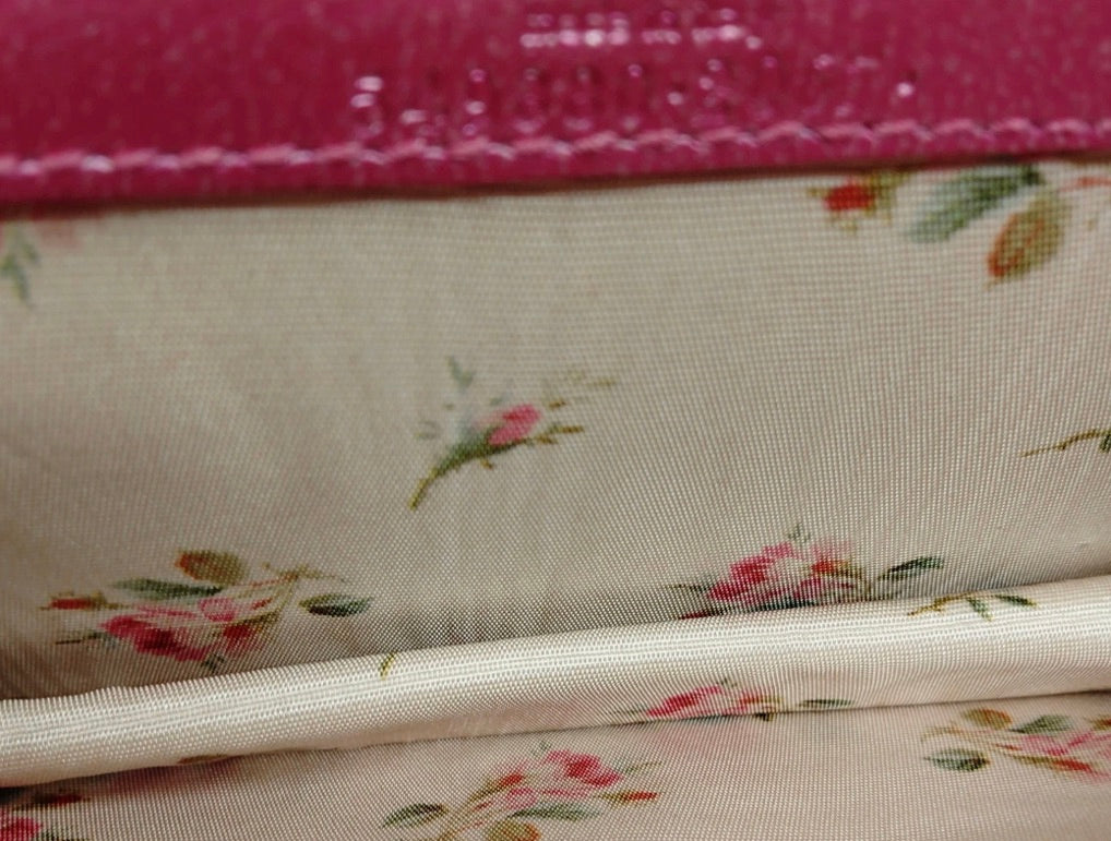 Gucci Marmont Wallet on Chain - Metallic Pink with Red Crystal GG Heart