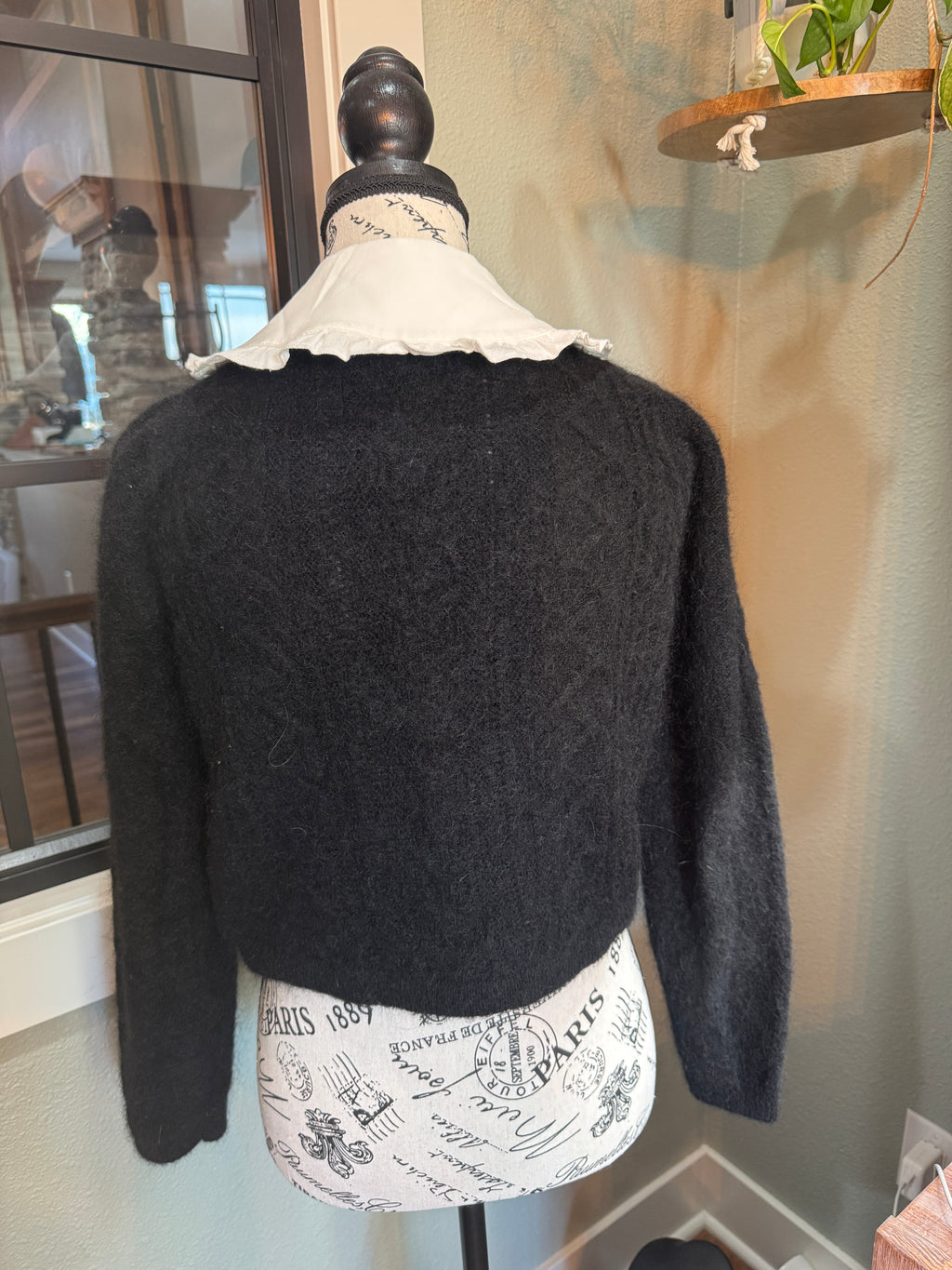 Sandro Knit Cardigan with Removable Ruffle Collar - Size 0 (XS/S)