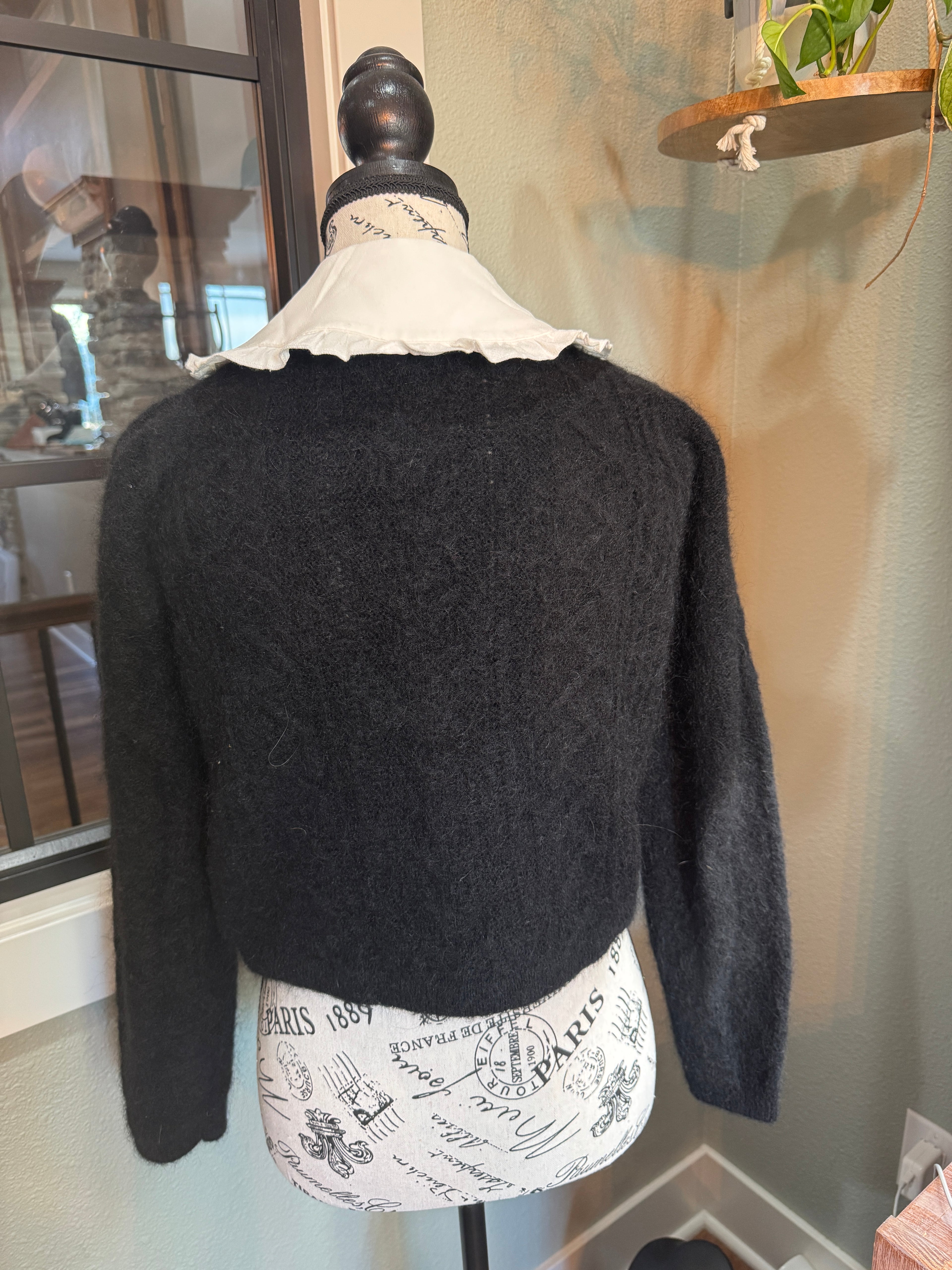 Sandro Knit Cardigan with Removable Ruffle Collar - Size 0 (XS/S)
