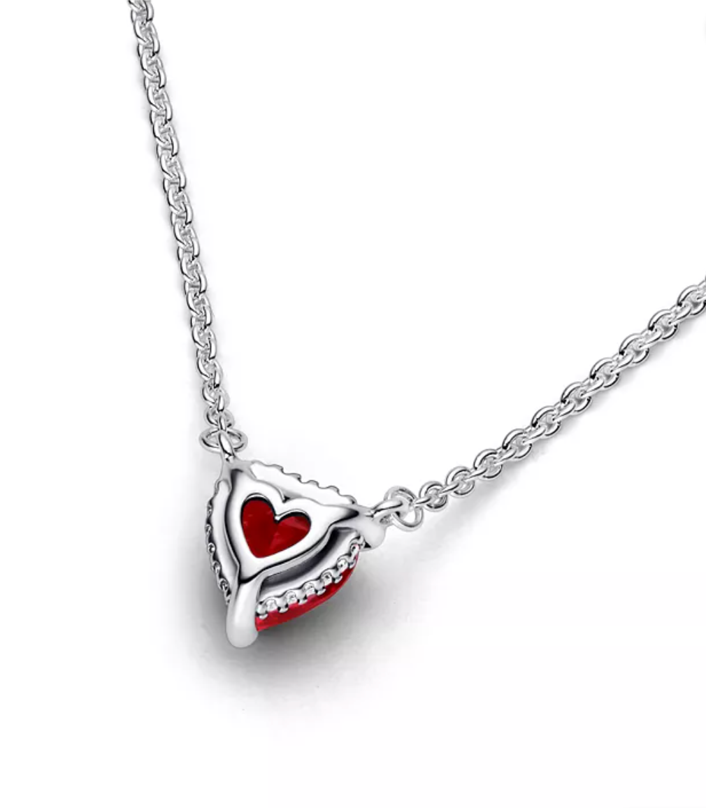 Pandora Sparkling Heart Halo Pendant Collier Necklace - Sterling Silver - New in Box