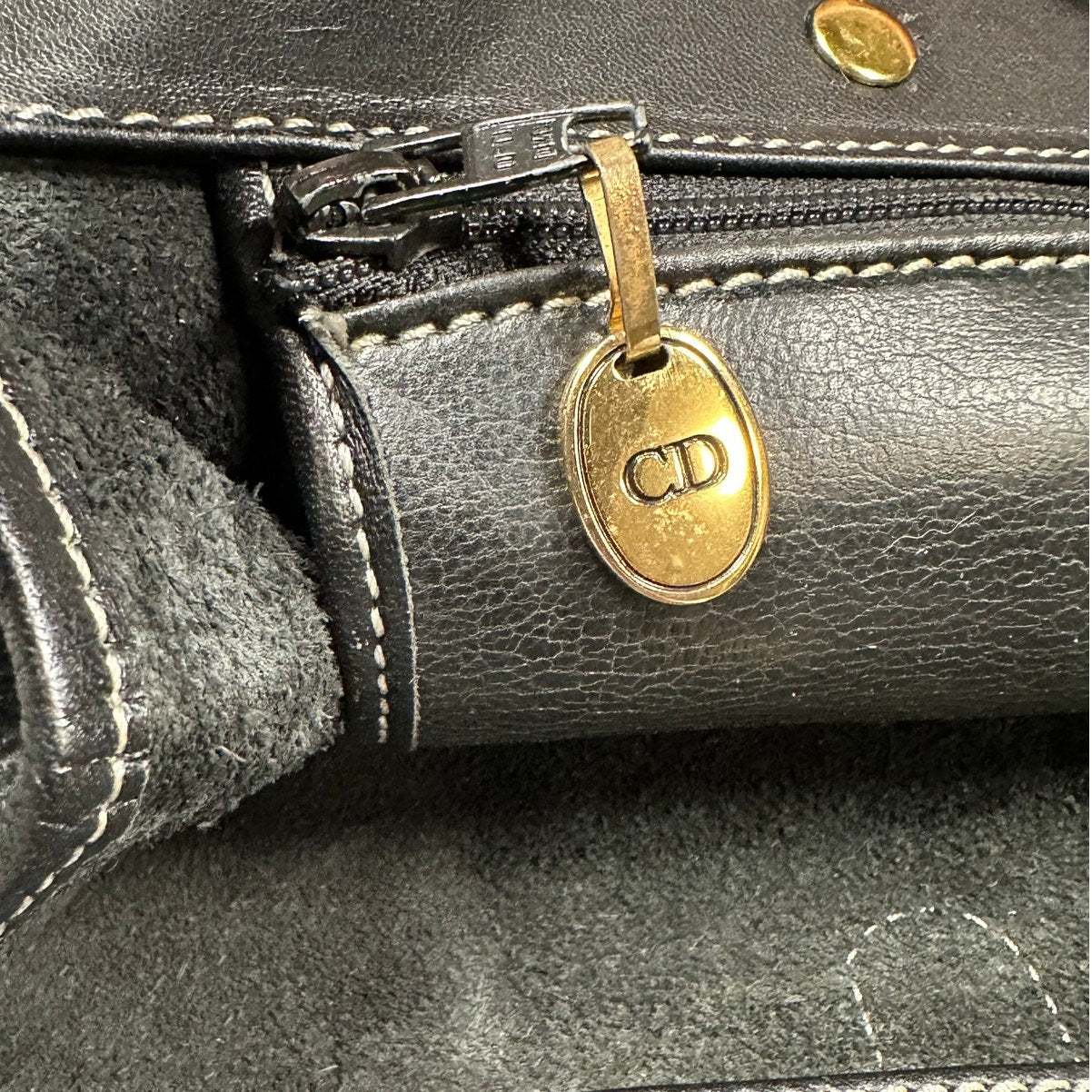 Christian Dior Vintage Black Leather Shoulder Bag