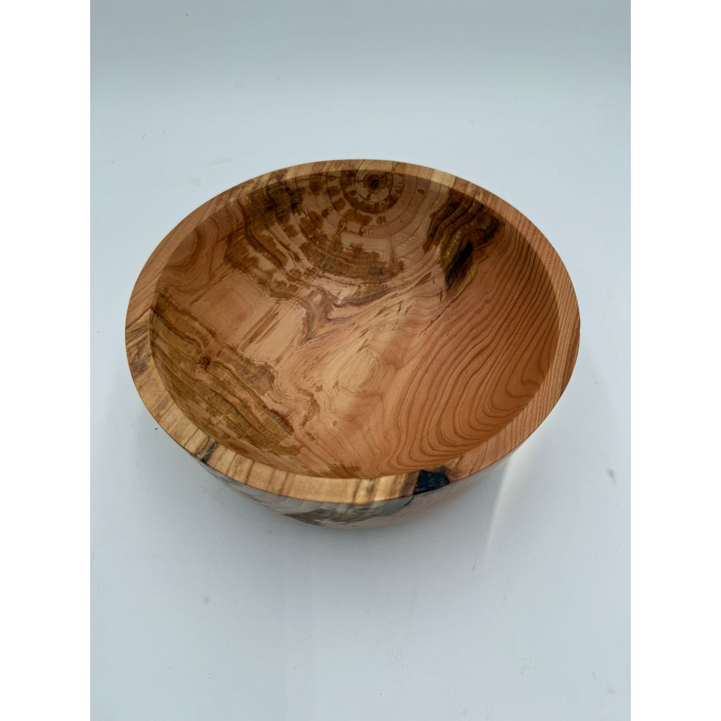 Hand Turned Rustic Fir Wood Bowl 9x3.5 inches, handmade, food safe, decorative, functional, salad serving, farmhouse
