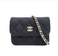 6642 - Chanel Matelasse Coco Mark Mini Bag Quilted Fabric Black