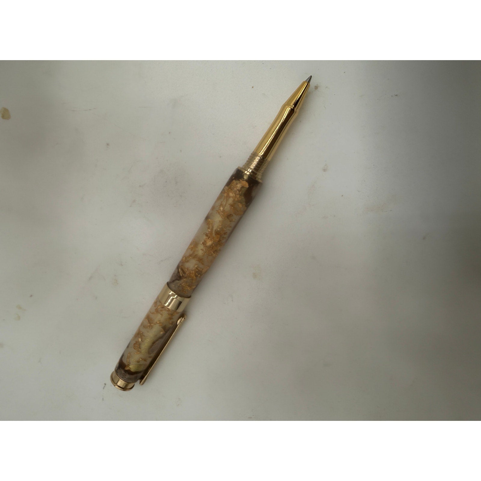 Beaufort Leveche Rollerball Pen, Gold Hardware, Epoxy Flake, Grapevine, Refillable, SKU 1435