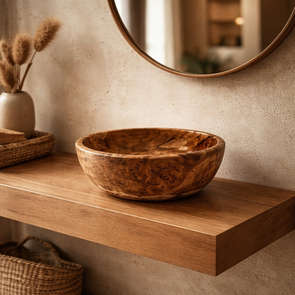 Heirloom Quality Turned Burl Wood Bowl, 5.25 x 2.25 inches, food safe, decorative centerpiece, functional gift
