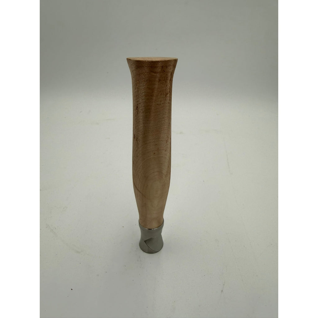Hand Turned Maple Bottle Opener Handle, figured maple wood, handmade tool, ergonomic grip, durable stainless steel tip, bar accessory