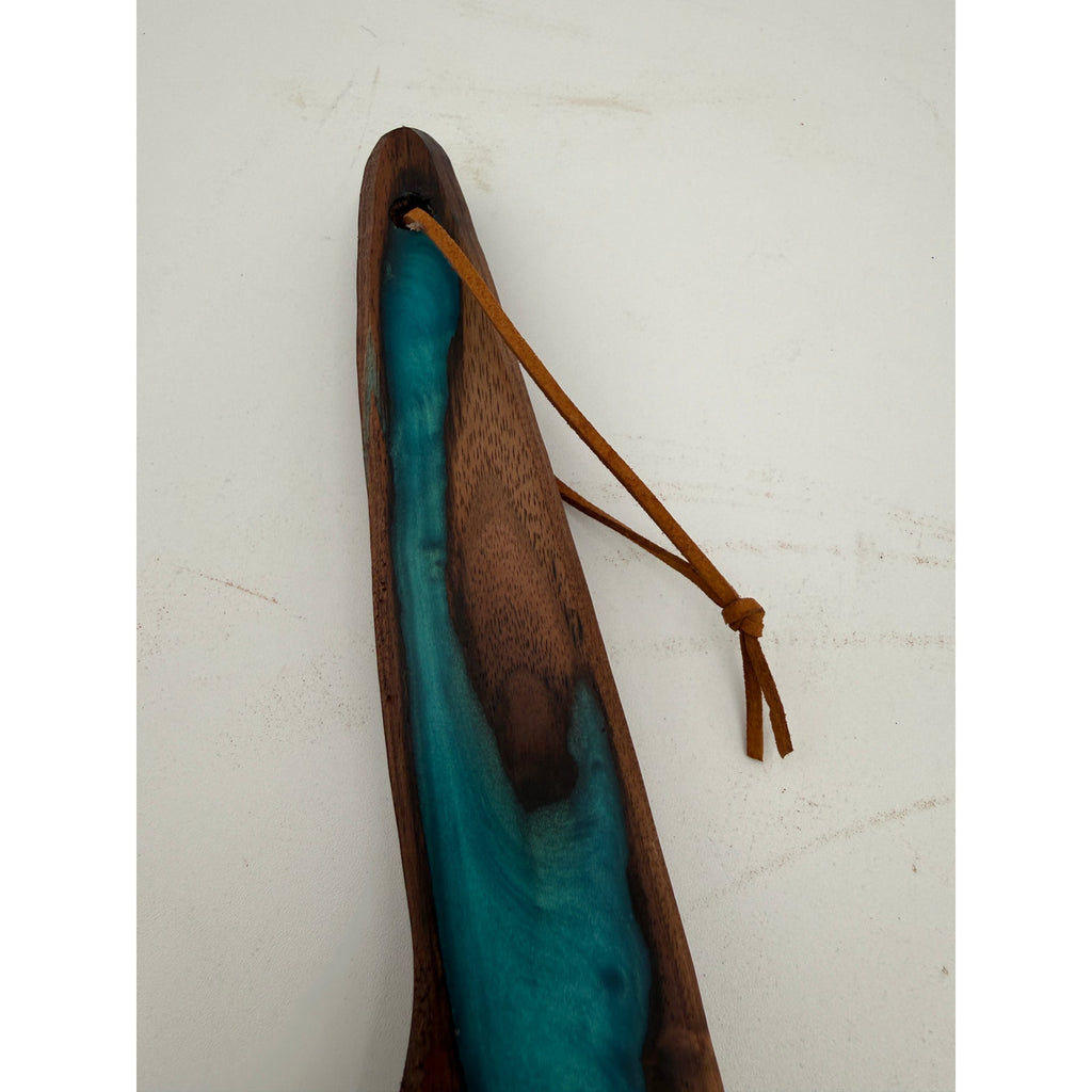 Walnut Charcuterie Board with Turquoise Inlay, 23 x 5.5 x 0.875 inches, food safe finish, handmade serving board, resin accent cheese tray