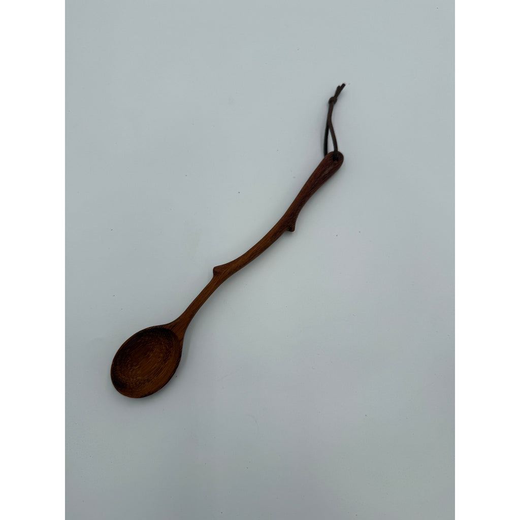 Ash Wooden Spoon with Tree Branch Handle, 9 Inch Long, Food Safe, SKU 1466