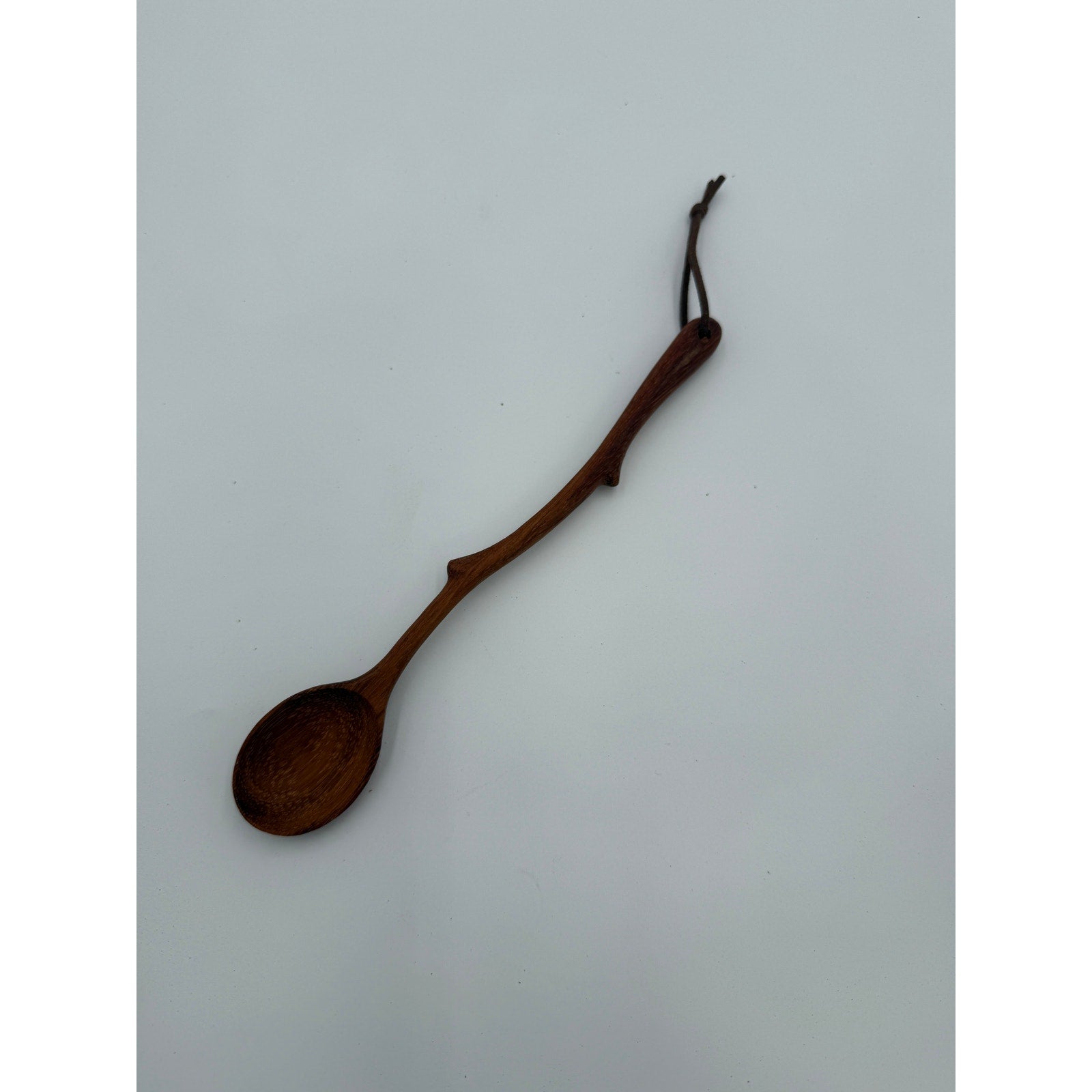 Ash Wooden Spoon with Tree Branch Handle, 9 Inch Long, Food Safe, SKU 1466