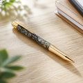 Custom Money Contour Twist Pen, Gold Hardware, Epoxy Barrel, Shredded Currency, SKU 1475