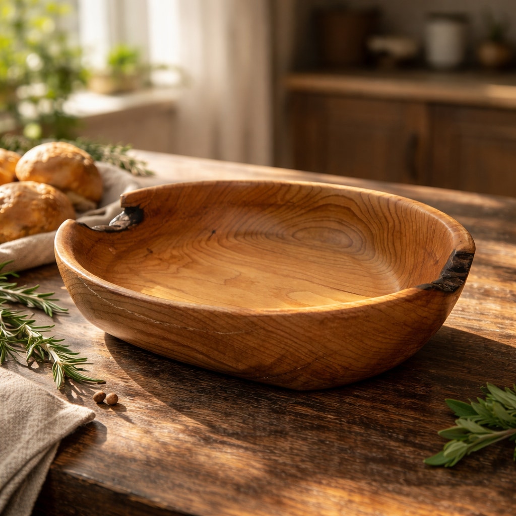 Hand Turned Cherry Wood Bowl, Live Edge, Natural Bark, Unique Handmade Bowl, Rustic Character, Decorative Bo