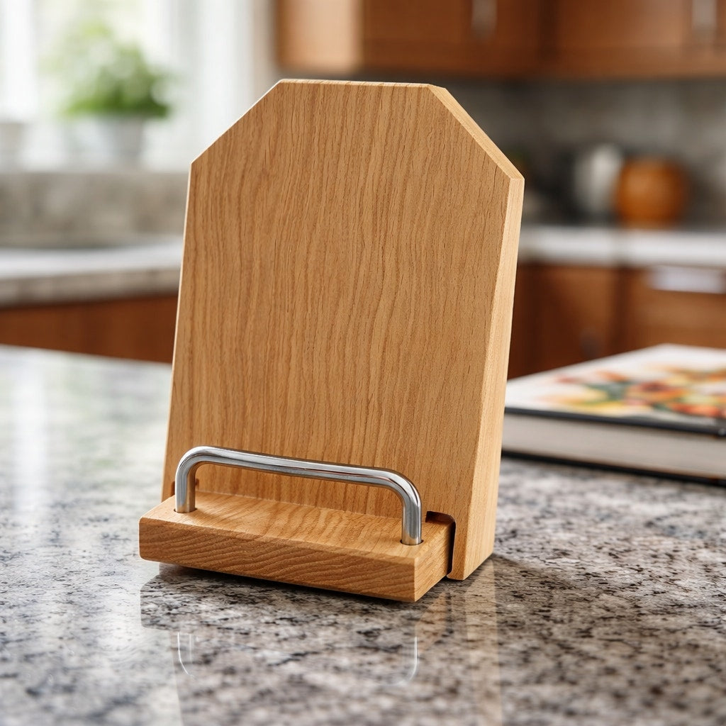 Curly Maple Phone iPad and Cookbook Stand, handmade wood holder, 8.5x6 inches, kitchen counter stand, functional design