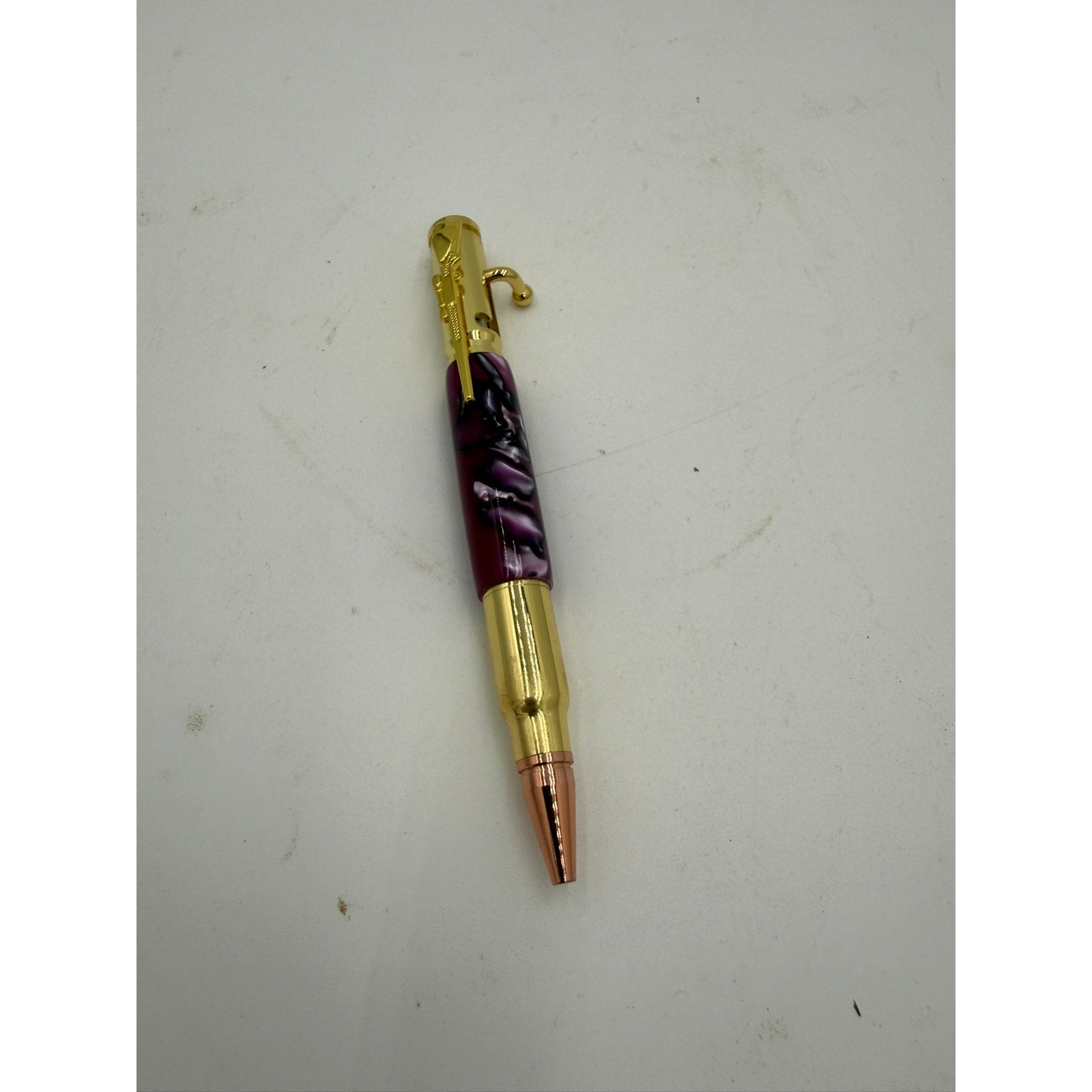 Hand Turned Purple Epoxy Bolt Action Pen, rollerball refill, executive writing gift, smooth ink, handmade USA