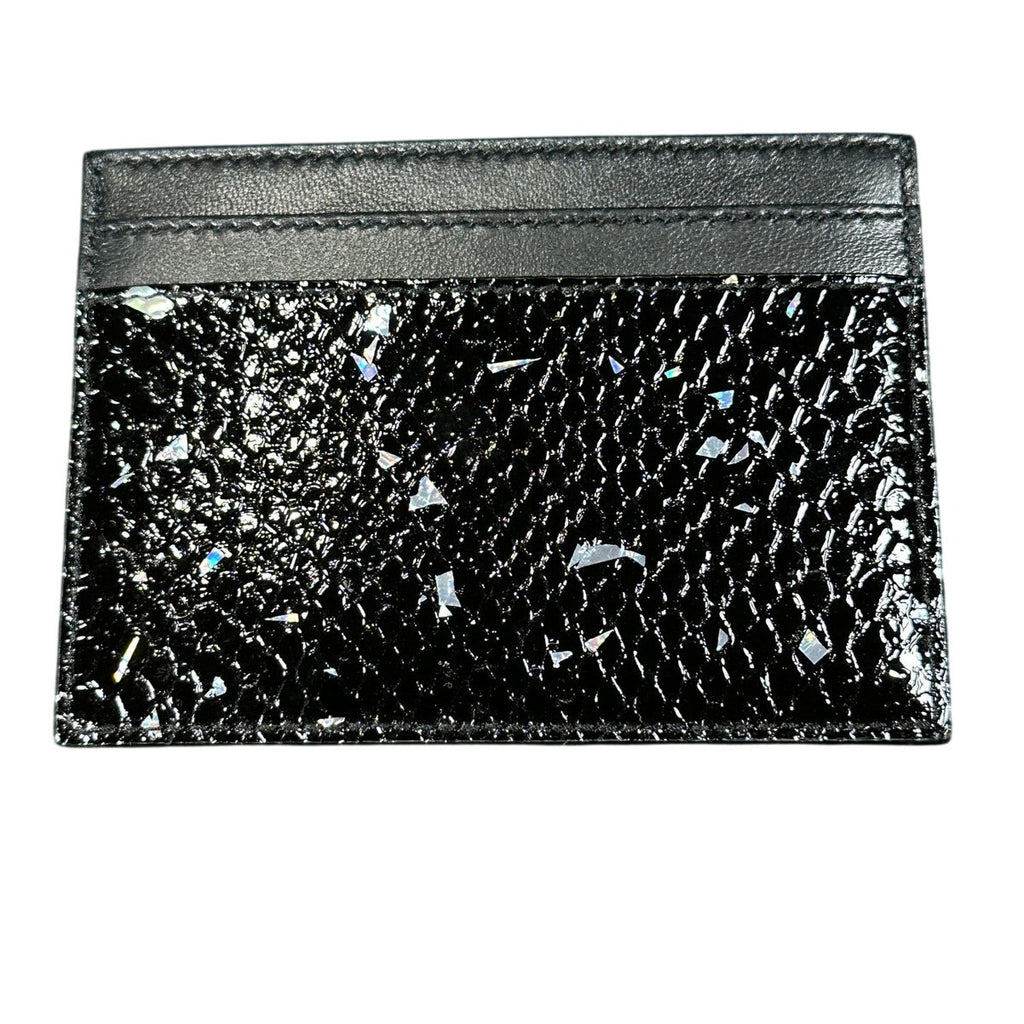 Saint Laurent Cassandre Card Case Black Silver NWT