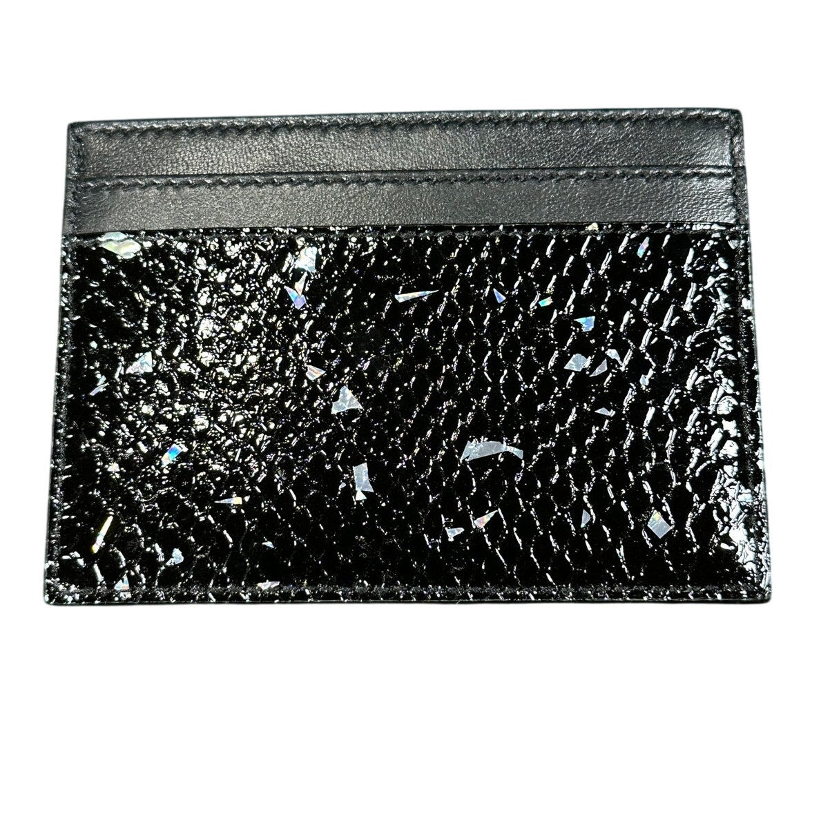 Saint Laurent Cassandre Card Case Black Silver NWT