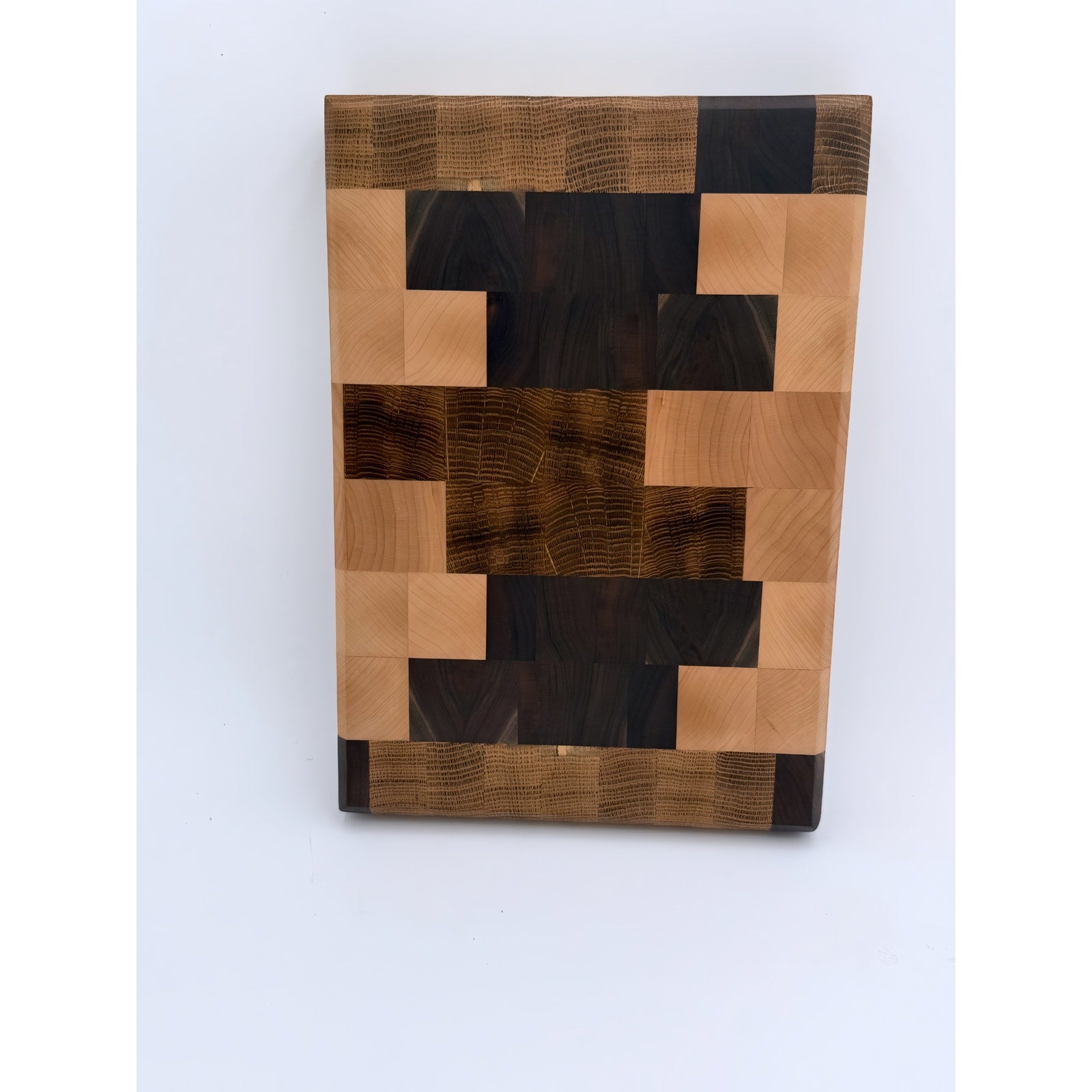 End Grain White Oak Walnut Maple Cutting Board, 12.75 x 9 x 1.5, butcher block, reversible, rubber feet, food-safe oil finish