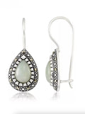 Macys Jade & Marcasite Teardrop Earrings in Sterling Silver - NWT
